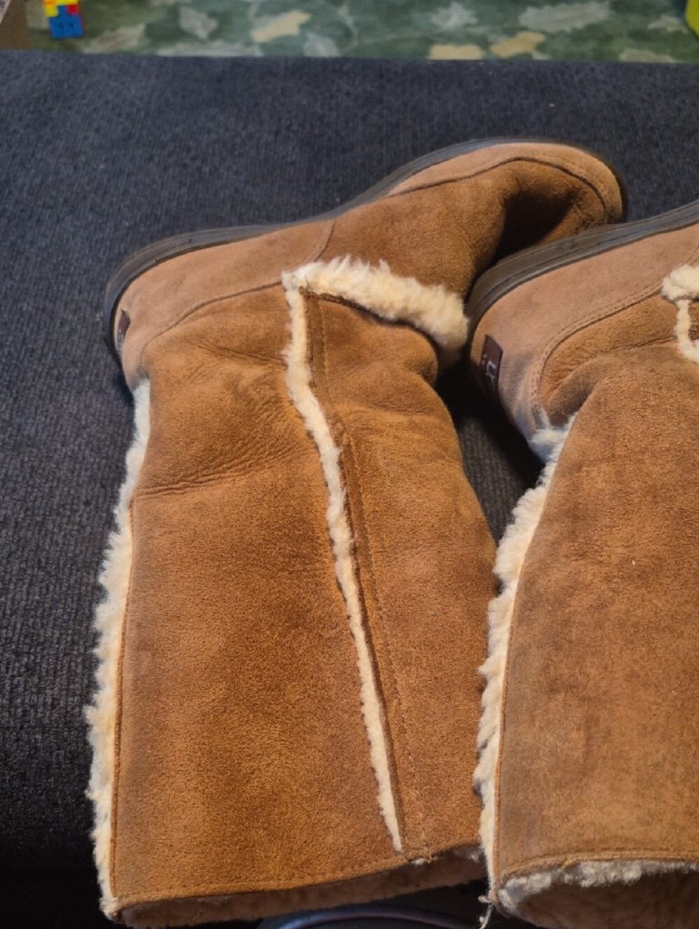 UGG Chestnut Suede Shearling-Lined Tall Boots - Picture 2 of 9